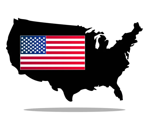 Spojené Státy Mapa Vlajkou Bílém — Stockový vektor