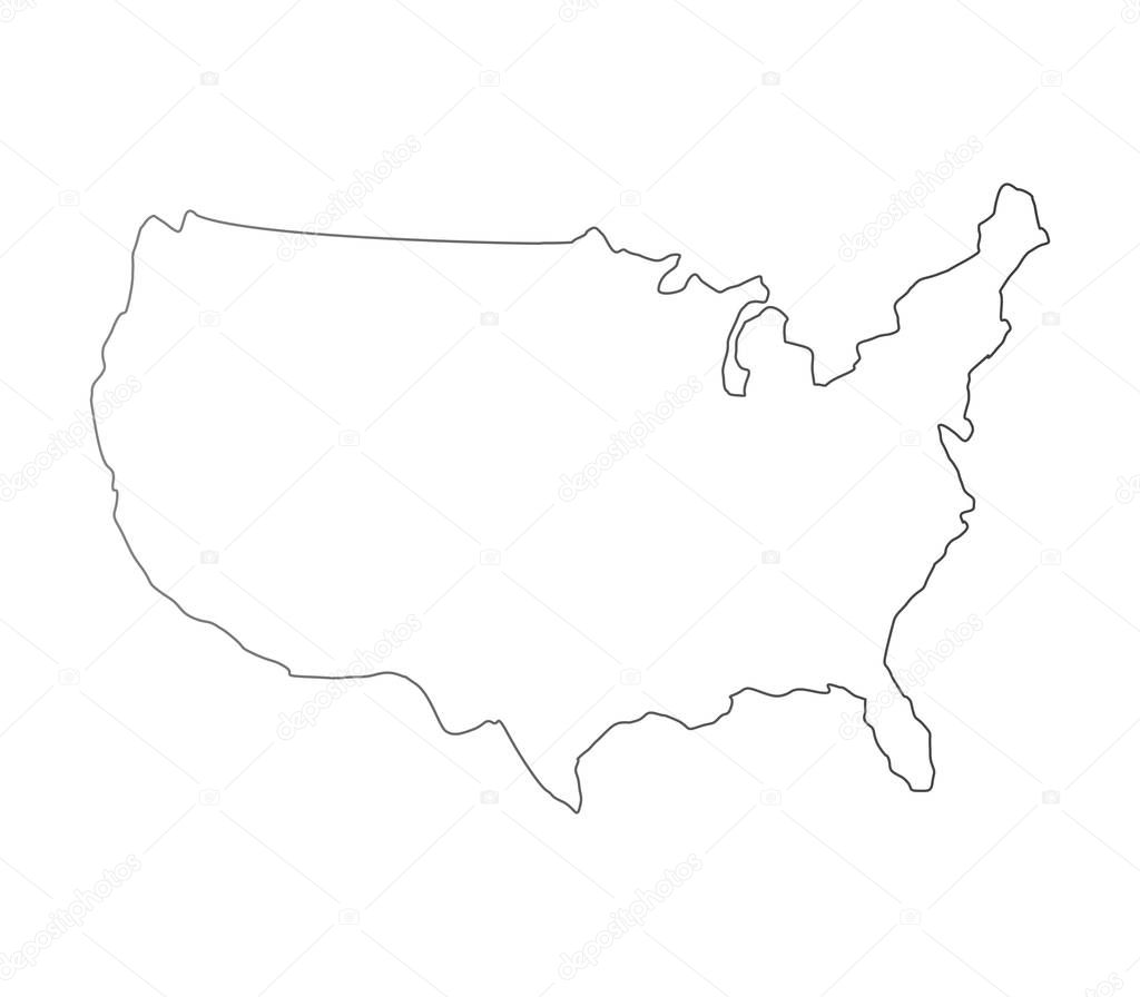 United States map on white background