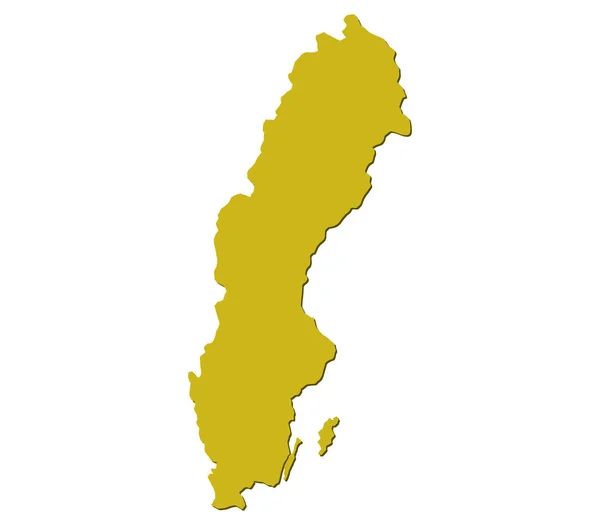 Peta Sweden Pada Latar Belakang Putih - Stok Vektor