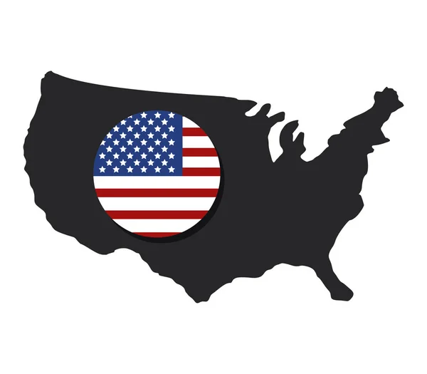 白い背景の上の旗とアメリカ合衆国の地図 — ストックベクタ