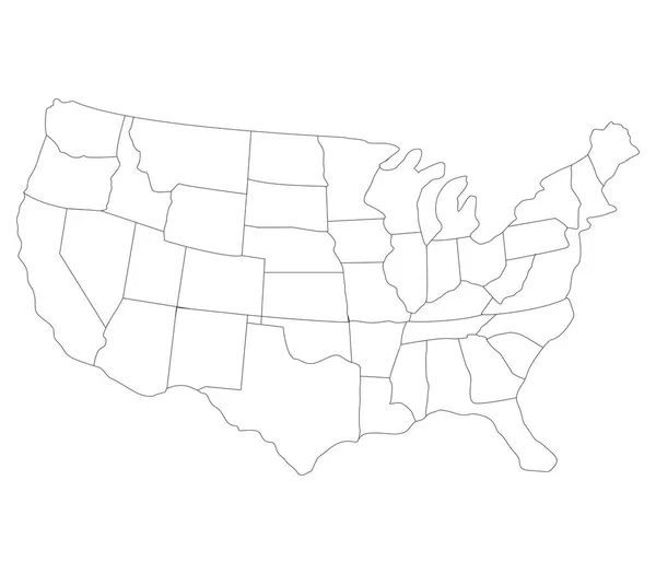 Carte Des États Unis Avec Régions Sur Fond Blanc — Image vectorielle