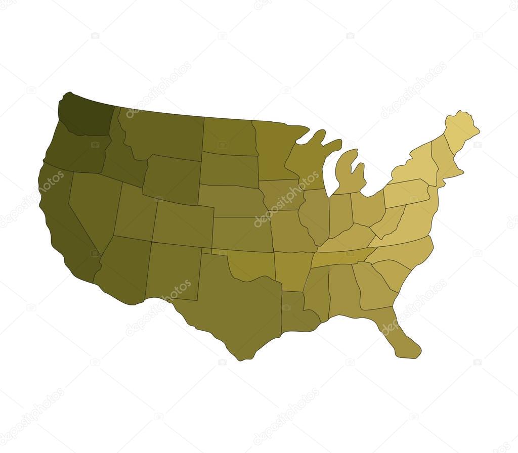United States map with regions on white background