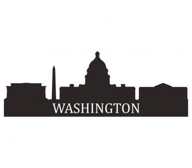 Beyaz arka plan üzerinde Washington manzarası