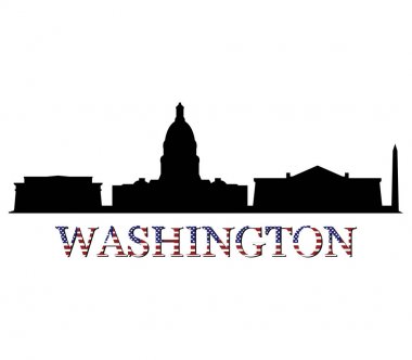 Beyaz arka plan üzerinde Washington manzarası