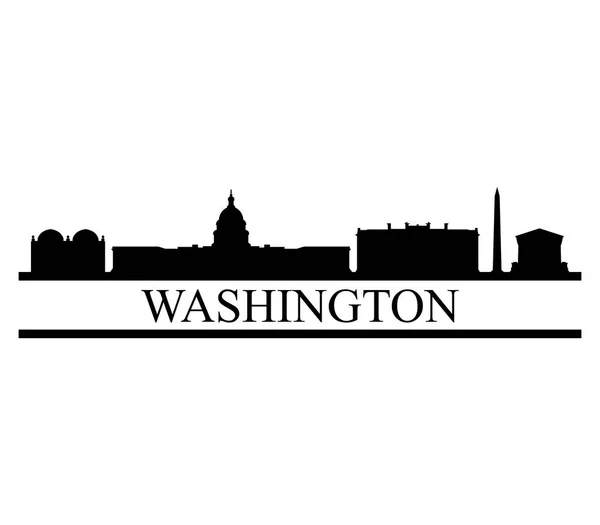 Washington Skyline Vit Bakgrund — Stock vektor