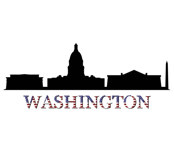 Washington Skyline Vit Bakgrund — Stock vektor