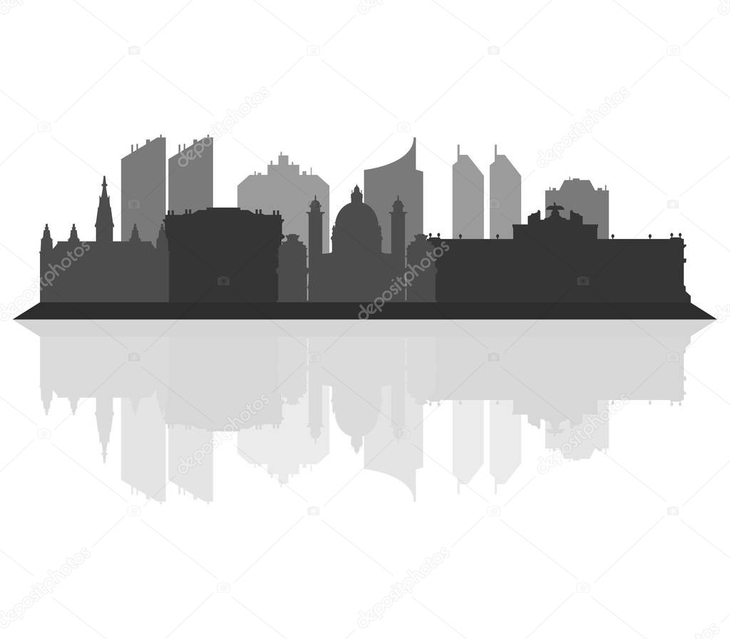 vienna skyline on white background