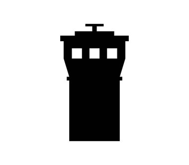 Havaalanı kule simgesi beyaz arka plan üzerinde