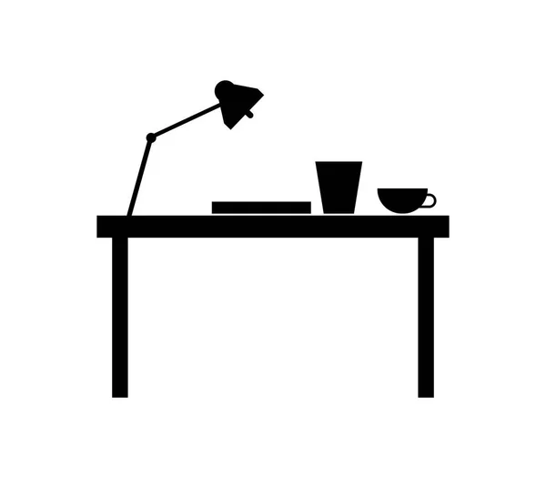Skrivbordet Ikonen Vit Bakgrund — Stock vektor