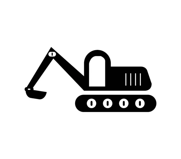 Icona Dell Escavatore Sfondo Bianco — Vettoriale Stock