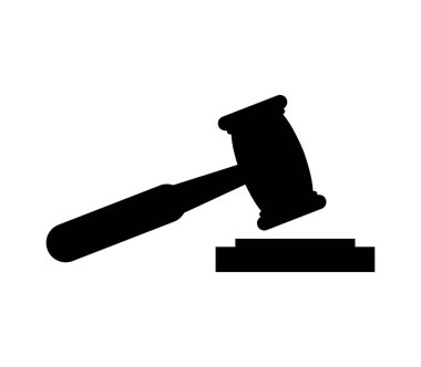 Yargıç çekiç simgesi beyaz arka plan üzerinde