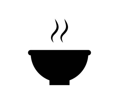 Sıcak yemek kase simgesi beyaz arka plan üzerinde