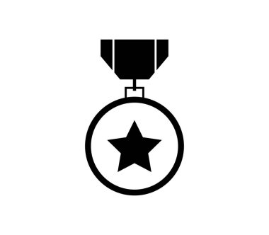 Askeri ödül madalya simgesi beyaz arka plan üzerinde