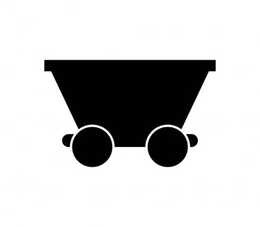 Maden arabası simgesi beyaz bir arka plan üzerinde