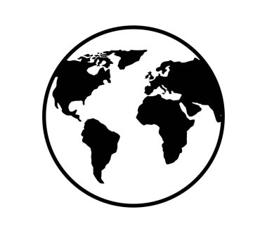 Beyaz arkaplanda Dünya gezegeni simgesi