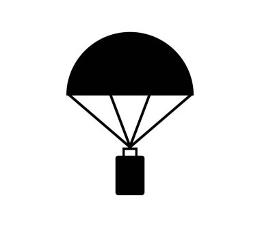 Paraşüt simgesi beyaz arka plan üzerinde bir yük taşıyan
