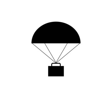 Paraşüt simgesi beyaz arka plan üzerinde bir yük taşıyan