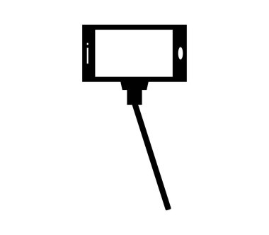 Selfie çubuğu simgesi beyaz arka plan üzerinde