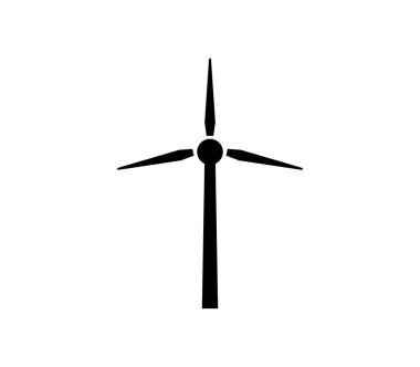 Rüzgar enerji santrali simgesi beyaz arka plan üzerinde
