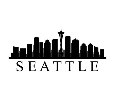 Beyaz arkaplanda ufuk çizgisi Seattle
