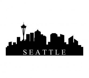 Beyaz arkaplanda ufuk çizgisi Seattle