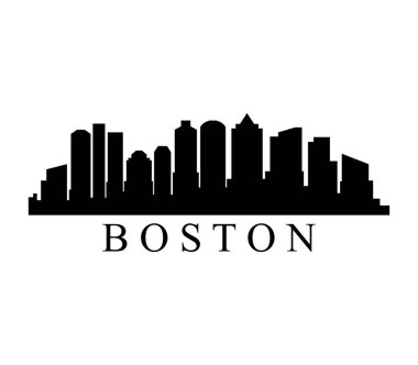 Beyaz arka plan üzerinde Boston manzarası