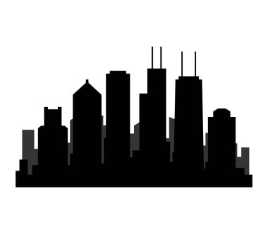 Beyaz arkaplanda Chicago silueti