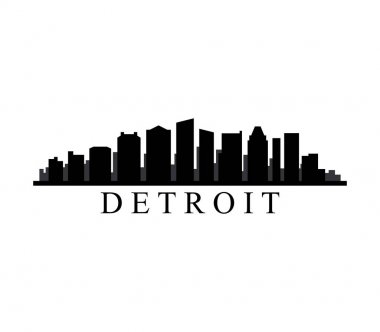 Detroit skyline beyaz arka plan üzerinde