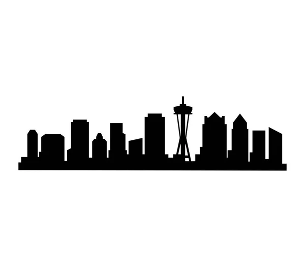 Panorama Seattle Bílém Pozadí — Stockový vektor