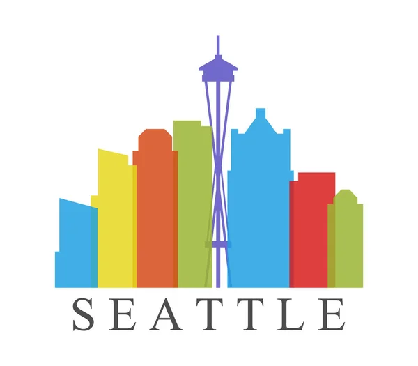 Skyline Seattle Een Witte Achtergrond — Stockvector