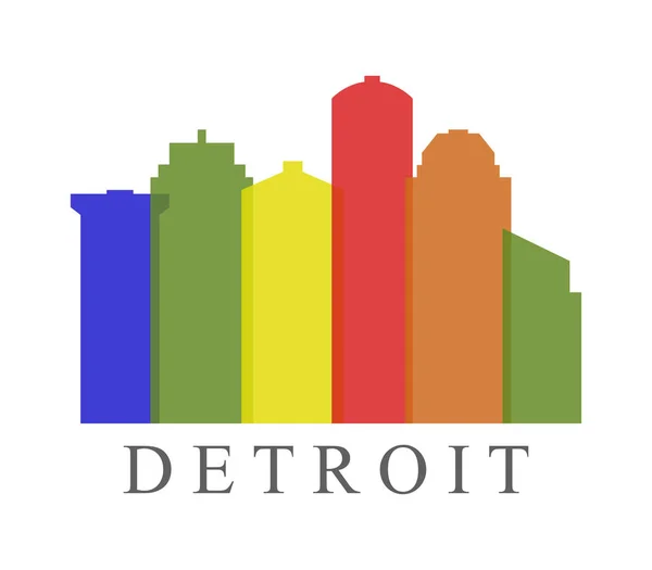 Detroit Skyline Fundo Branco —  Vetores de Stock