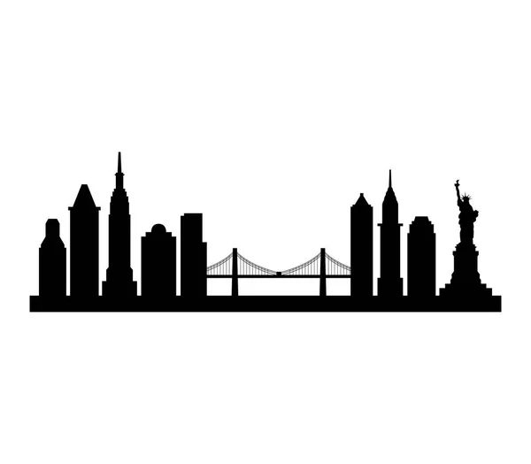 New York Skyline Fehér Háttér — Stock Vector