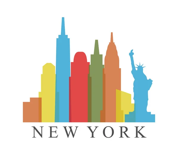 New York Skyline Bílém Pozadí — Stockový vektor