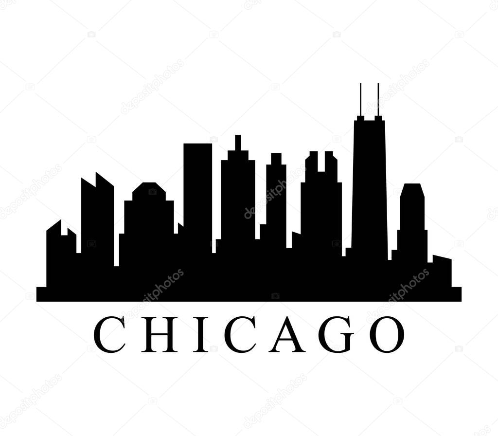 chicago skyline on white background