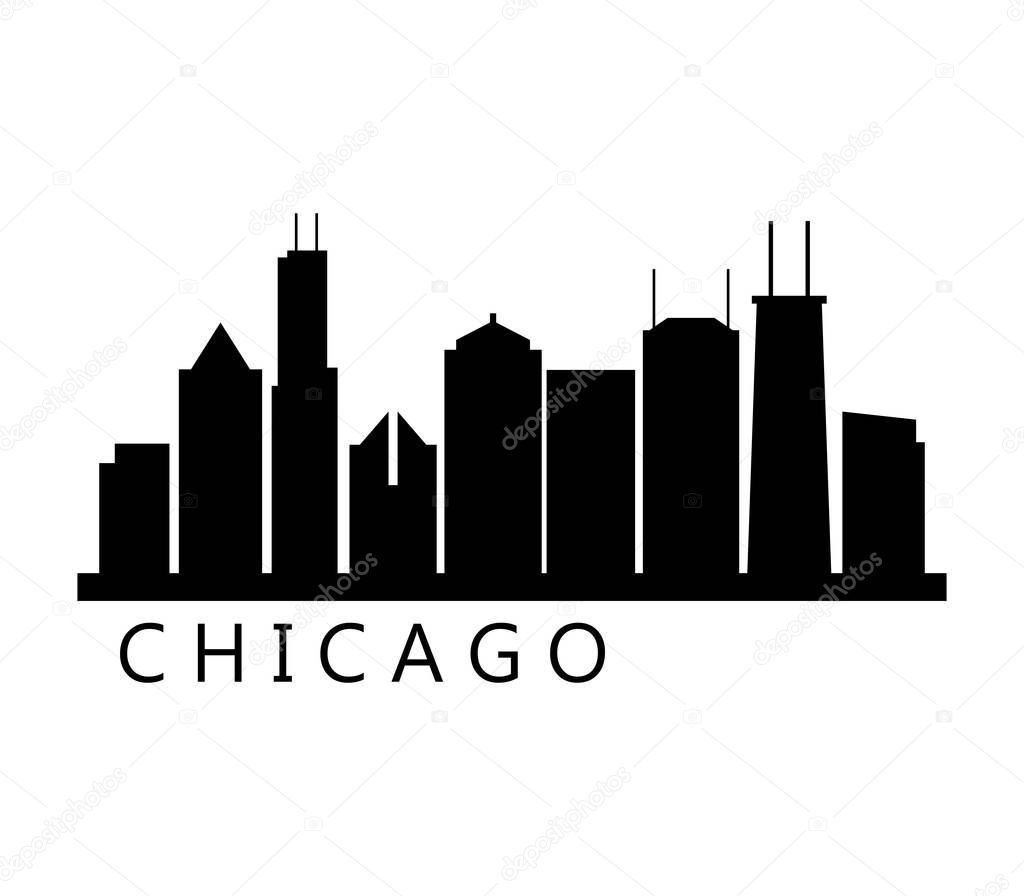 chicago skyline on white background