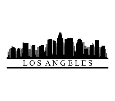 Beyaz arka plan üzerinde Los Angeles manzarası