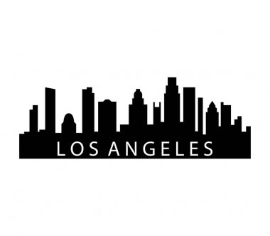 Beyaz arka plan üzerinde Los Angeles manzarası