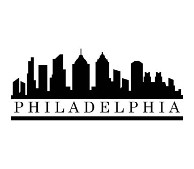 Beyaz arkaplanda Philadelphia silueti