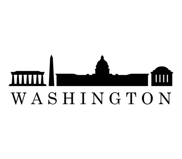 Washington Skyline Ikon Fehér Háttér — Stock Vector