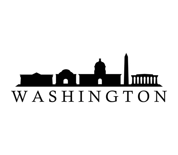 Het Pictogram Van Skyline Van Washington Witte Achtergrond — Stockvector