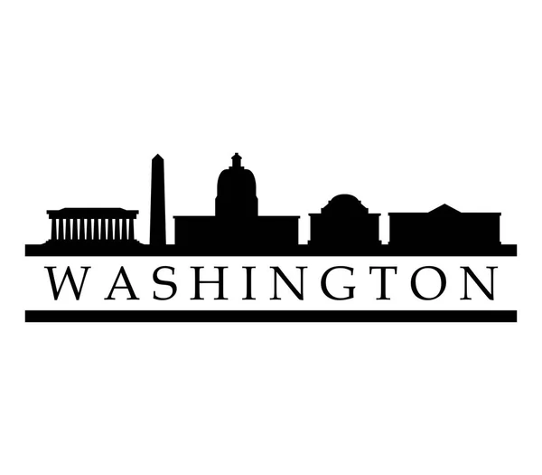Ikon Skyline Washington Pada Latar Belakang Putih - Stok Vektor