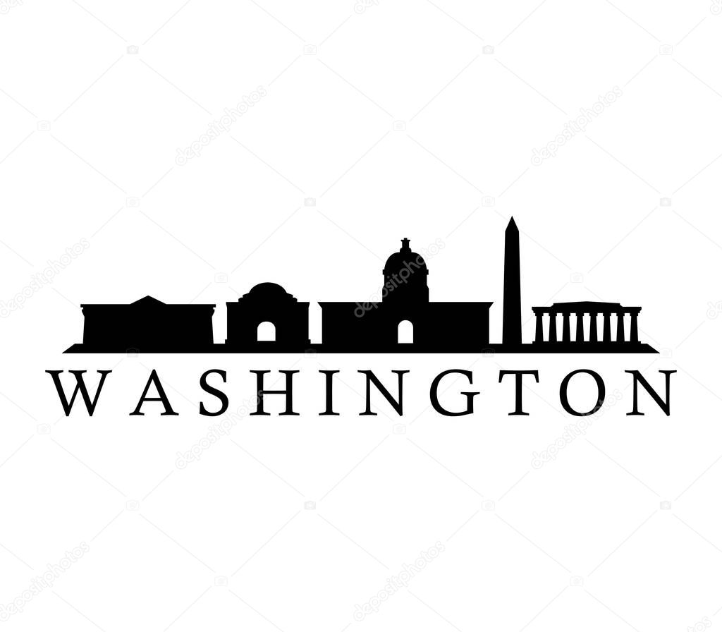 Washington skyline icon on white background