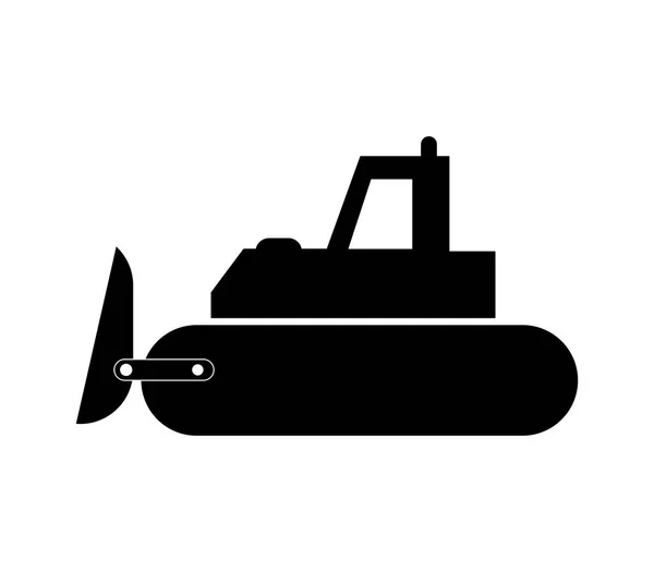 Bulldozer Pictogram Witte Achtergrond — Stockvector