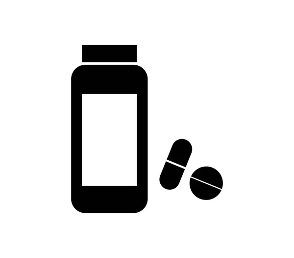 Bottle Pills Vitamins Icon White Background — Stock Vector