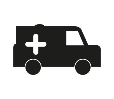 Beyaz arkaplanda ambulans simgesi