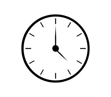 Beyaz arkaplanda duvar saati düz simgesi, vektör illüstrasyonu