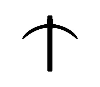 Beyaz arkaplanda vektör olarak gösterilen kazma simgesi