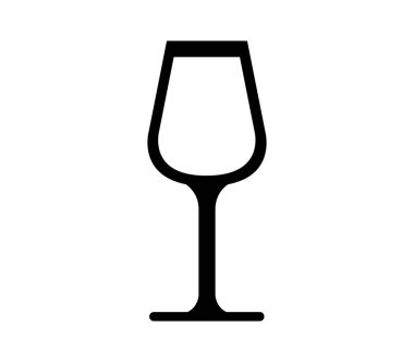 Beyaz arkaplanda vektör olarak gösterilen şarap camı simgesi