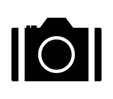 Beyaz arkaplanda vektör ile resimlenmiş kamera simgesi