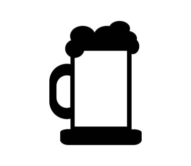 Beyaz arkaplanda bira kupası düz simgesi, vektör illüstrasyonu 